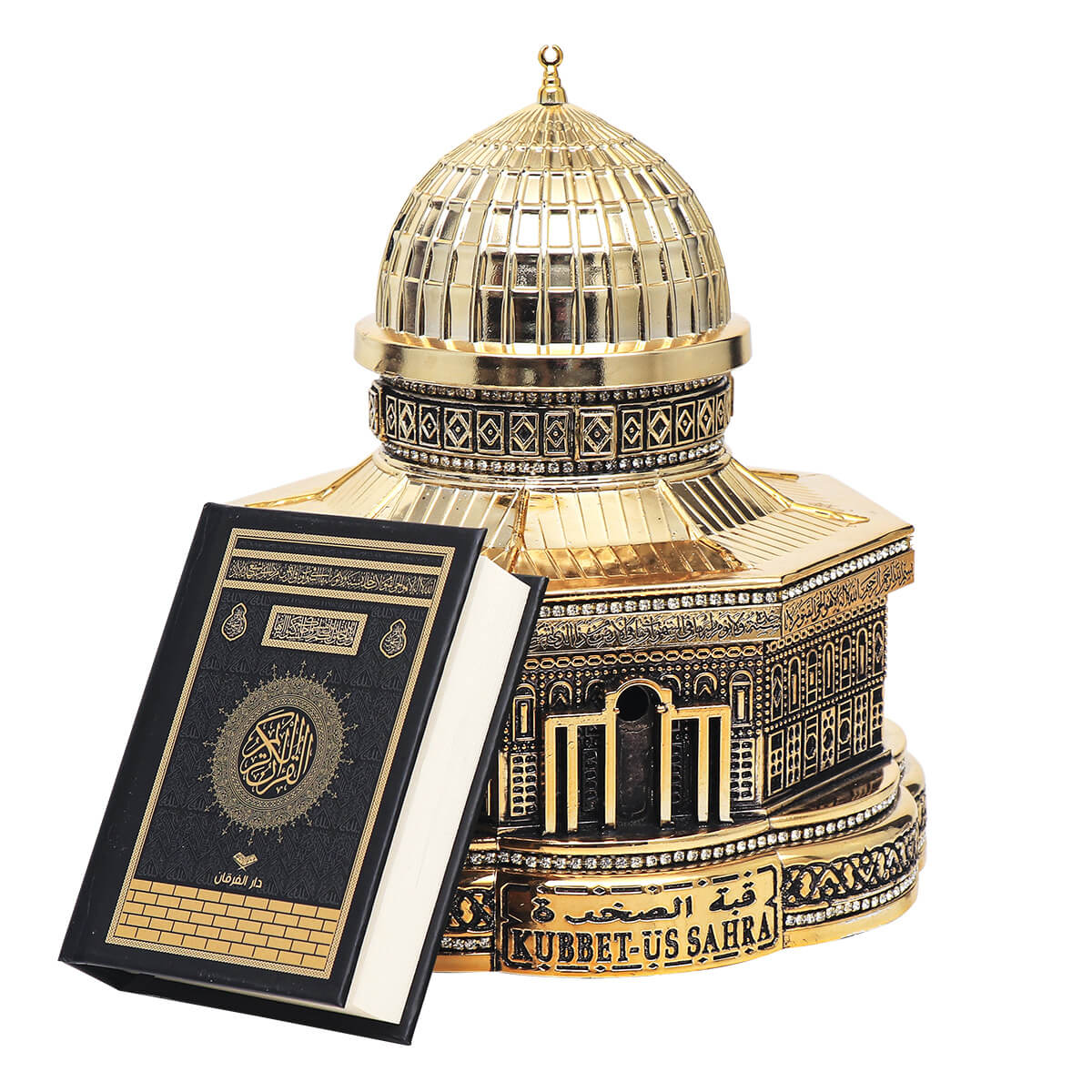 Kubbetus Sahra Kuran Kabı Biblo (20×23) + Cep Boy Medine Hatlı Arapça Sıvama Kapak Kabe Kuran-ı Kerim Hediye Seti