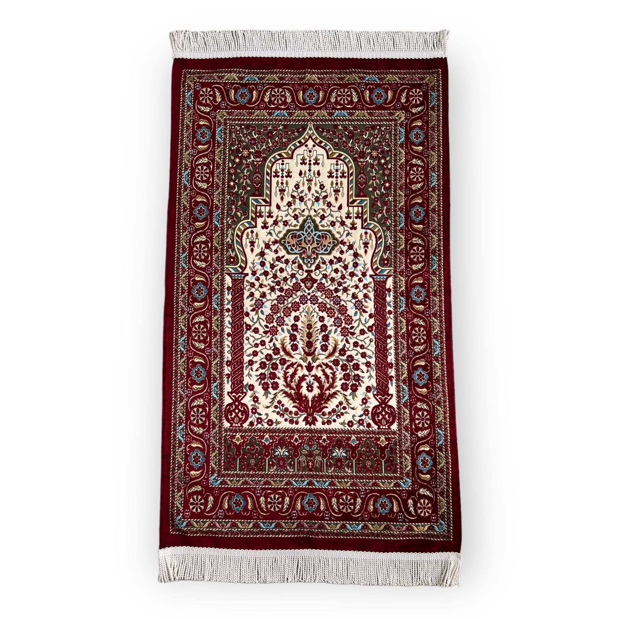 Lüks Astarlı Hereke Seccade Bordo Renk