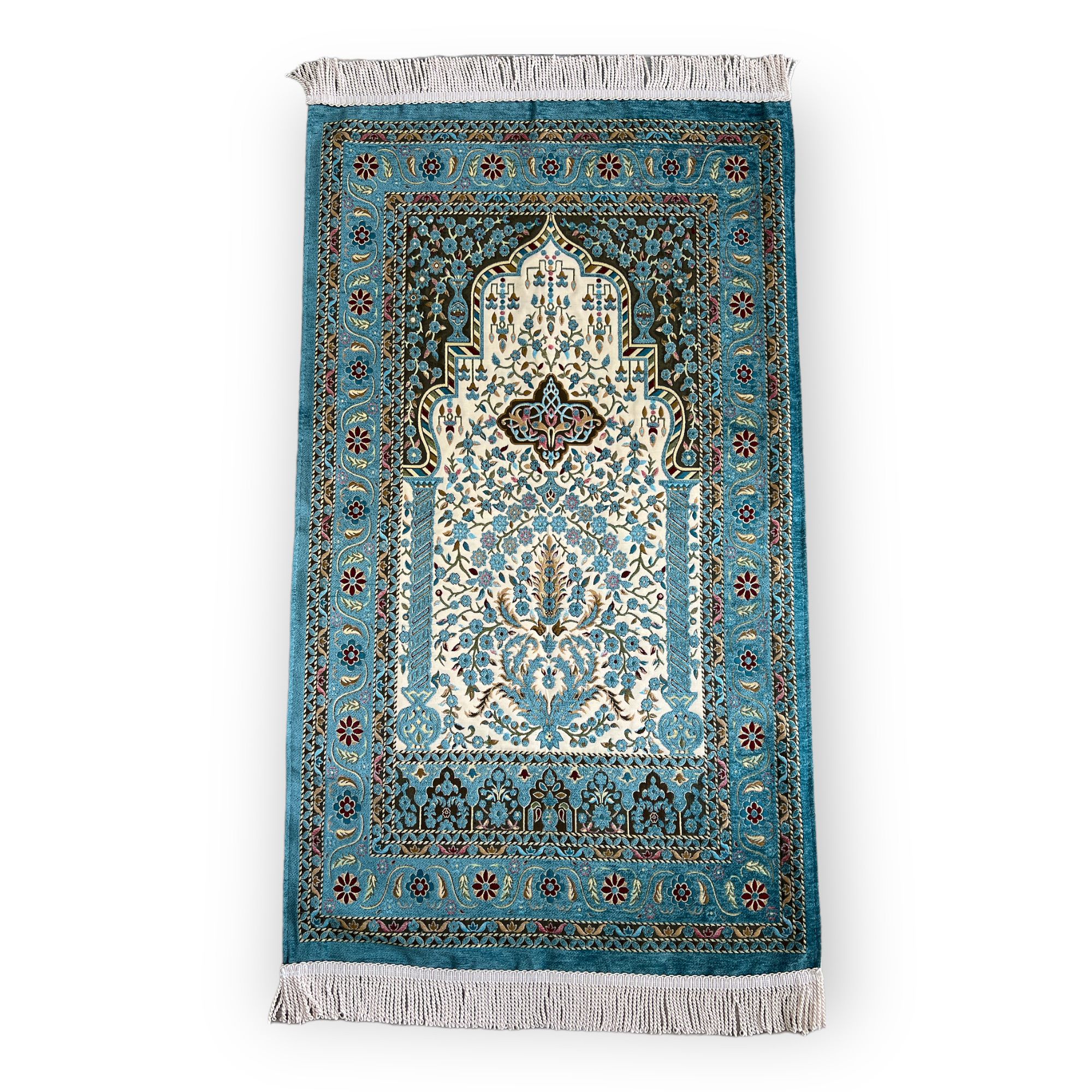 Lüks Astarlı Hereke Seccade Turkuaz