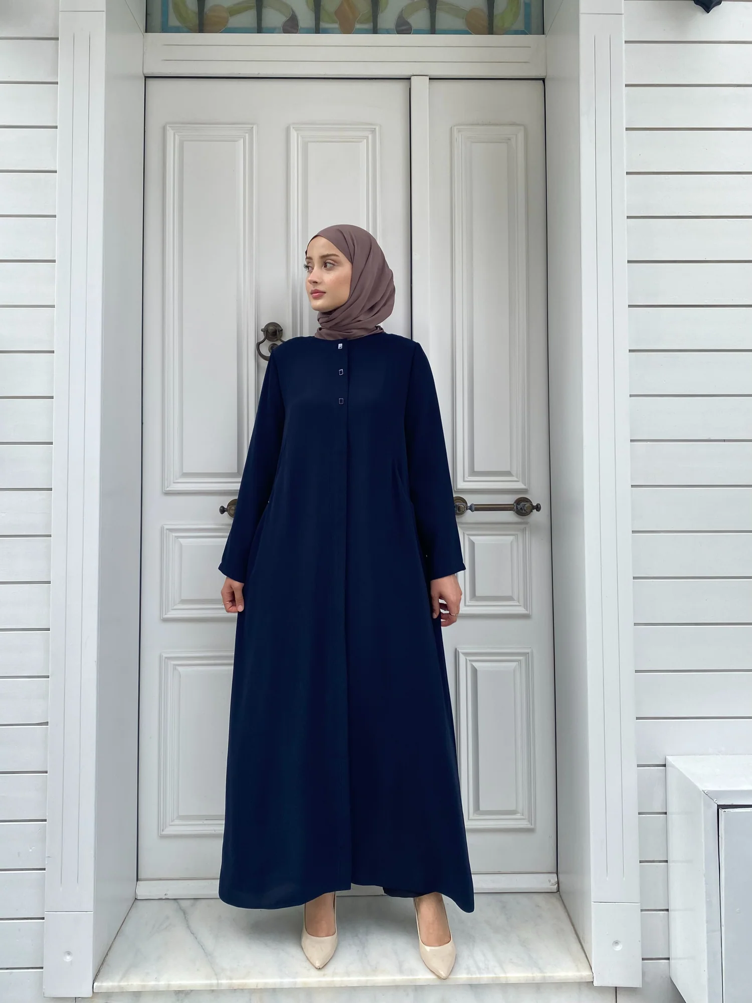 OVAL CEPLİ ÇITÇIT DETAYLI İNCE DOKUMA KUMAŞ FERACE-MOD19-LACİ